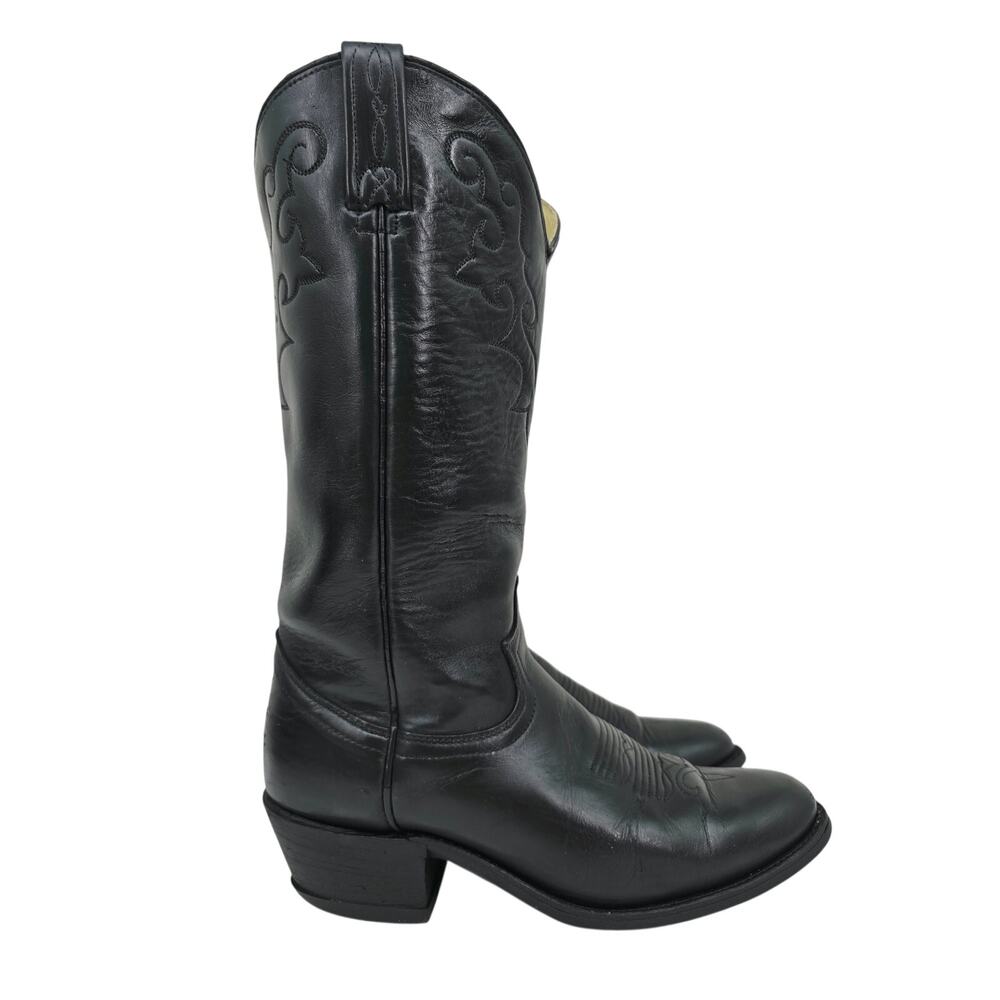 Vintage Dan Post Women's Western Leather Boots Black 7.5
